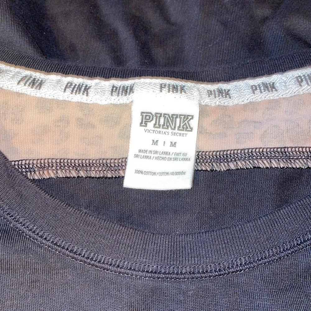PINK Victoria's Secret Black Long Sleeve Leopard Print Tee - Picture 3 of 5